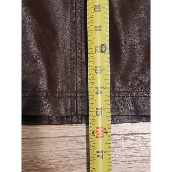 Free People Mini Skirt Vegan Leather Chocolate Brown Boho Rock X-Small 26" Waist - Picture 6 of 12